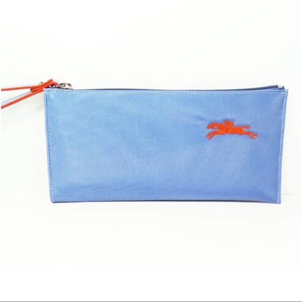 Longchamp Le Pliage Club Medium Cosmetic Case, Nylon Wristlet, Blue Mist, nwot